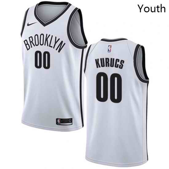 Youth Nike Brooklyn Nets 00 Rodions Kurucs Swingman White NBA Jersey Association Edition